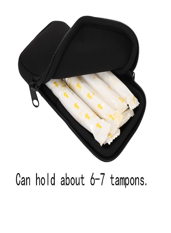 Koikyu Tampon Storage Bag, Neoprene Tampon Organizer Case with Zipper Small Pouch for Feminine Products Portable Period Bags for Women,Ladies (Black) - Image 3
